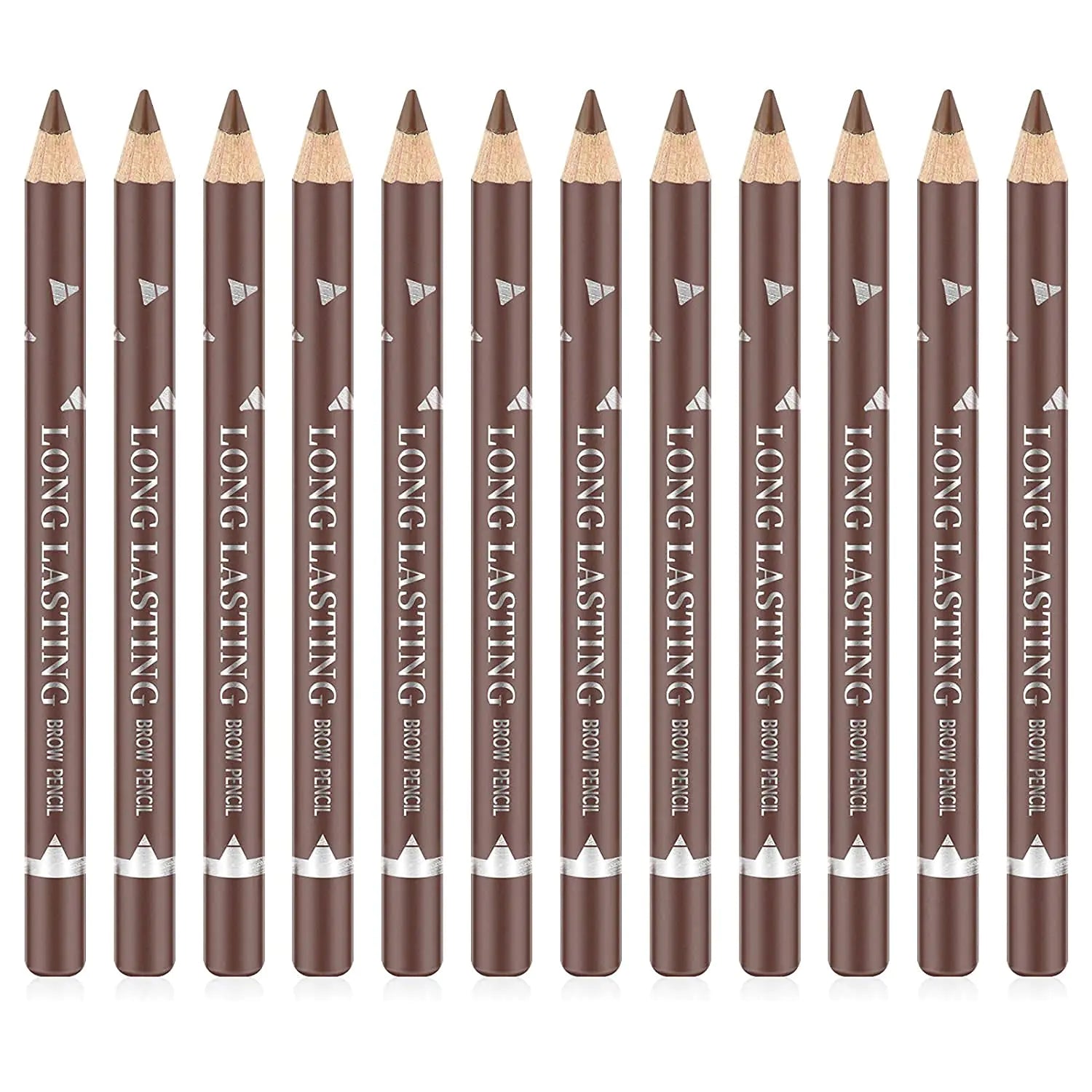 Go Ho 12 PCS Brown Eyebrow Eyeliner PencilsSweatproof Eyebrow PencilLong-lasting Nice Color Eye Brow Gel Pen Makeup Brow Tint Sticks（Medium Brown）