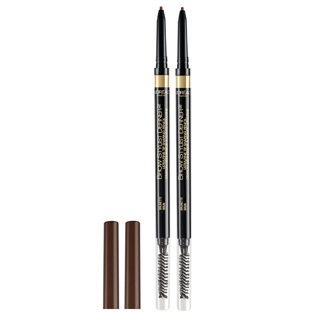 LOreal Paris Makeup Brow Stylist Definer Waterproof Eyebrow Pencil Ultra-Fine Mechanical Pencil Draws Tiny Brow Hairs and Fills in Sparse Areas and Gaps Brunette 0.003 Ounce (Pack of 2)