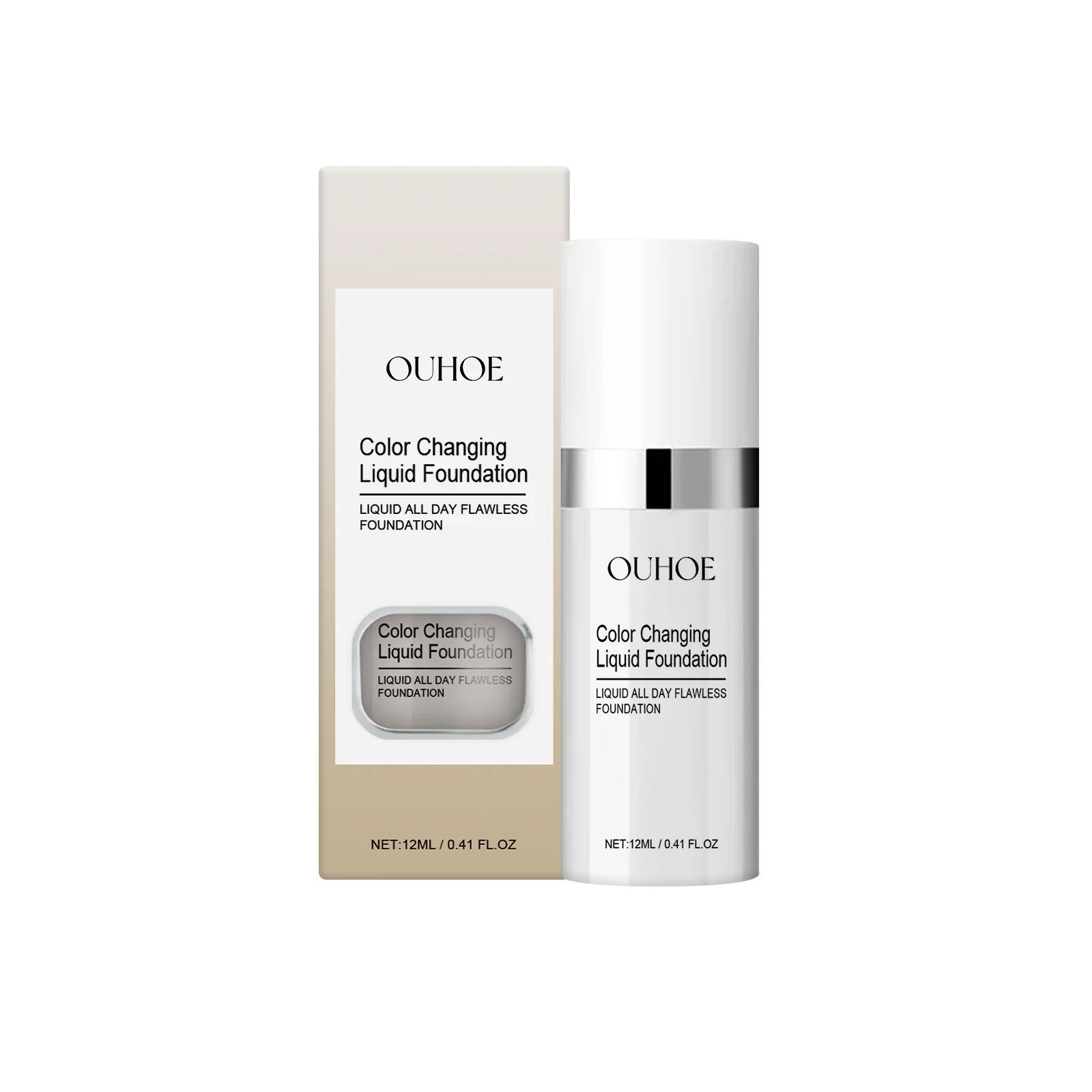 Ouhoe Color Changing Liquid Foundation Concealer Anti-sweat Makeup Long-lasting Moisturizing Waterproof Cream Female 30g 12ml