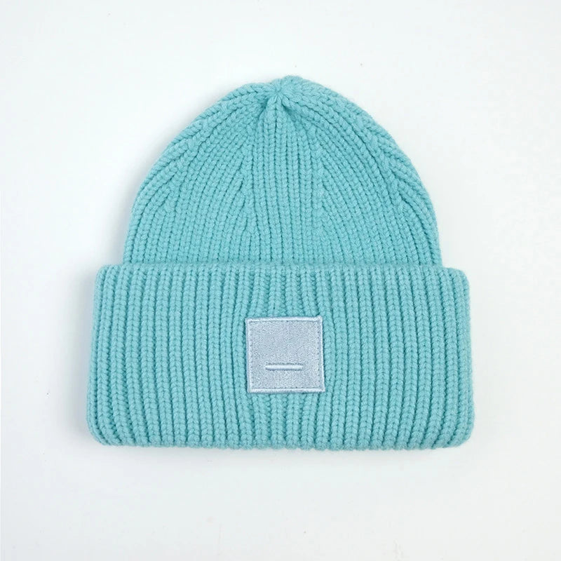 2025 New Winter Hats For Women Wool Blended Knit Wool Smiling Face Couple Cap Lady Thread Knitted Beanie Chapeau Warm Bonnet