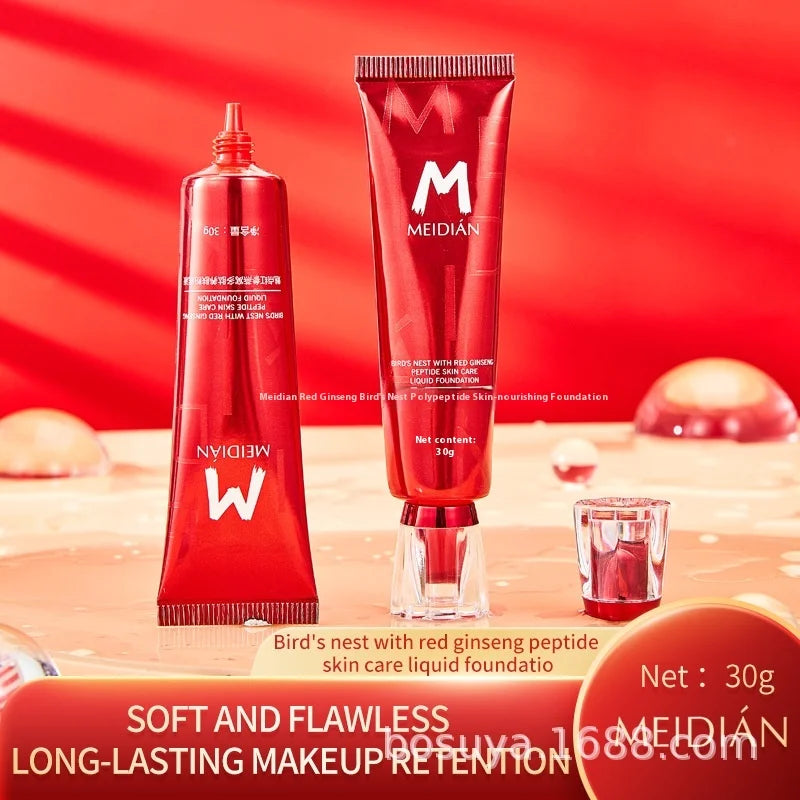 Cross-Border Exclusive Red Ginseng Bird's Nest Polypeptide Rejuvenation Foundation Waterproof Natural Concealer Charm Point