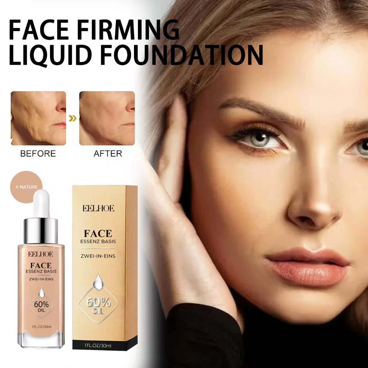 Private Label Vegan Long-Lasting Oil-Control Face Serum Foundation Hyaluronic Acid 5 Color Liquid Skincare Concealer for Dark