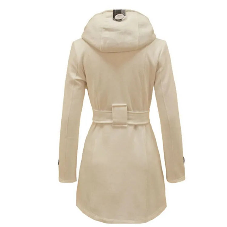 Fashion Woolen Coat Women Warm Fleece Jacket With Belts Double Breasted Solid Casual Jacket 2022 Winter Vintage Slim Ladies Coat