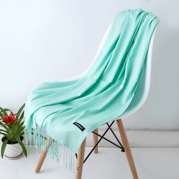 2023 New Women Scarf Thin Shawls Solid Color Women Scarf Winter Hijabs Tassels Long Cashmere Pashmina Hijabs Scarves Wraps