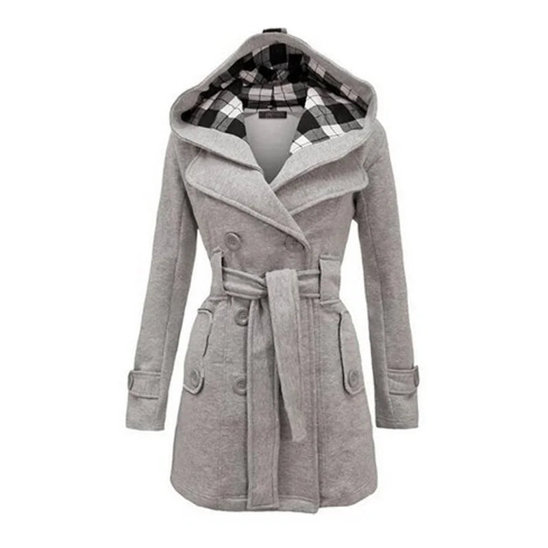 Fashion Woolen Coat Women Warm Fleece Jacket With Belts Double Breasted Solid Casual Jacket 2022 Winter Vintage Slim Ladies Coat