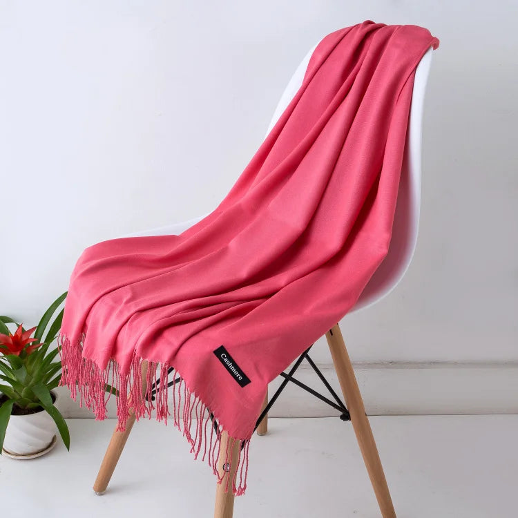 2023 New Women Scarf Thin Shawls Solid Color Women Scarf Winter Hijabs Tassels Long Cashmere Pashmina Hijabs Scarves Wraps