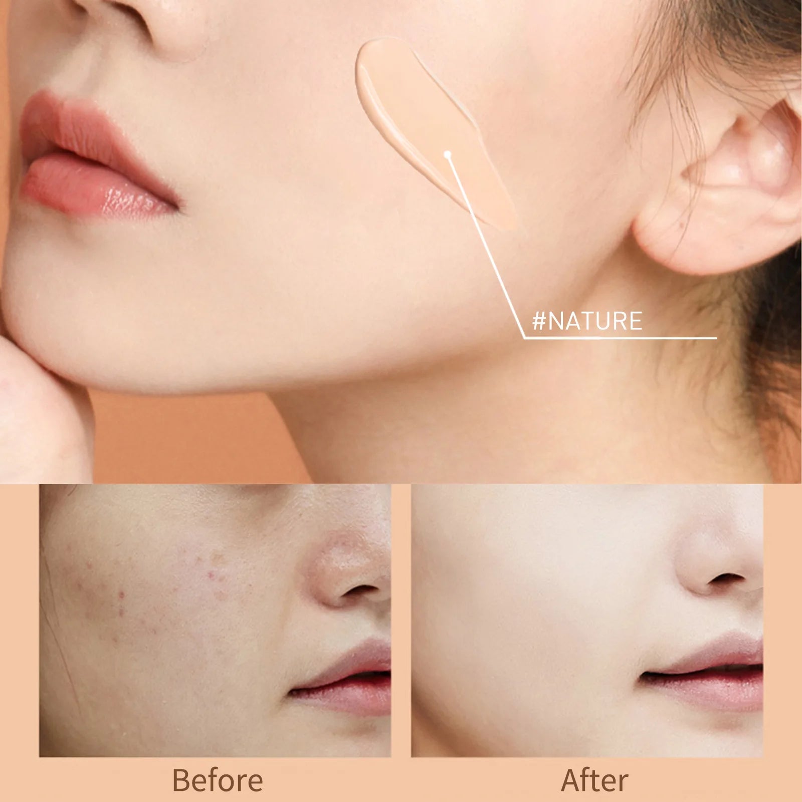 Private Label Vegan Long-Lasting Oil-Control Face Serum Foundation Hyaluronic Acid 5 Color Liquid Skincare Concealer for Dark