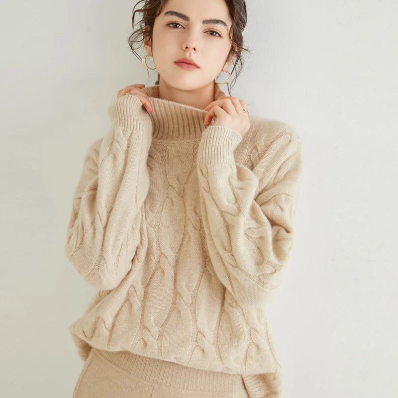 2022 New Style Autumn Winter 100 Pure Cashmere Women Sweaters Pullovers Solid Casual Thick