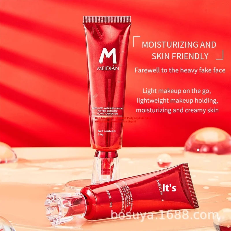 Cross-Border Exclusive Red Ginseng Bird's Nest Polypeptide Rejuvenation Foundation Waterproof Natural Concealer Charm Point