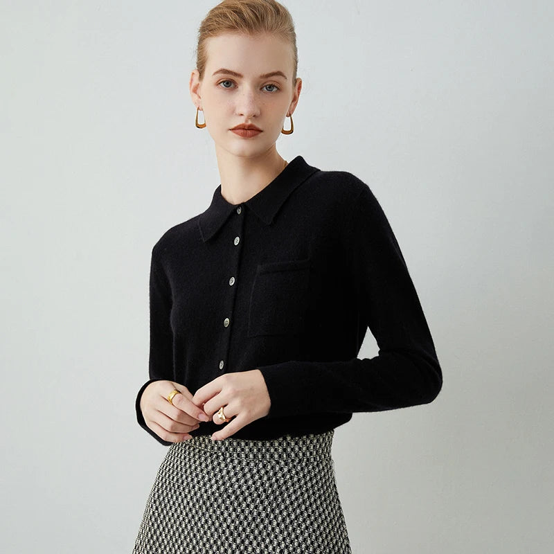 2022 New Style Cashmere Women Sweaters Cardigan  Autumn Winter Solid Color Turn Down Collar