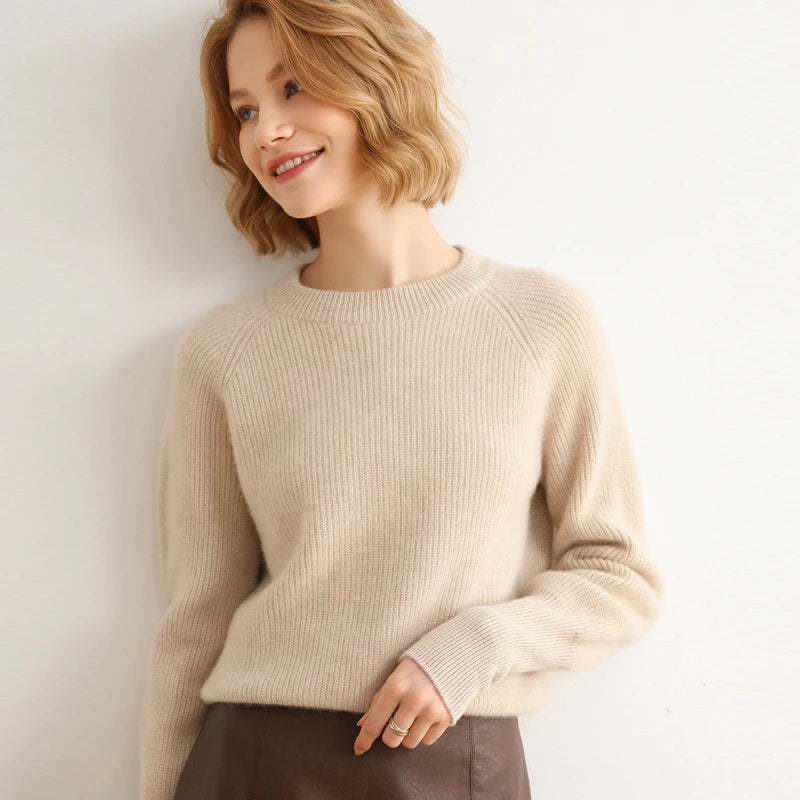2022 New Style Autumn Winter 100 Pure Cashmere Women Sweaters O-neck Solid Casual Thick Pullovers Free Size