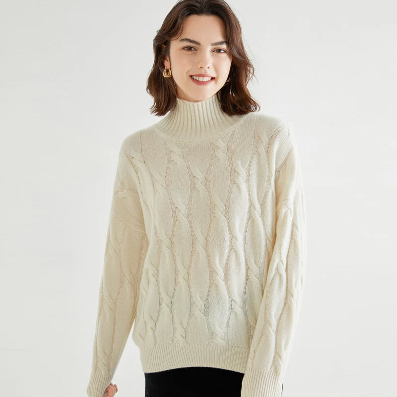 2022 New Style Autumn Winter 100 Pure Cashmere Women Sweaters Pullovers Solid Casual Thick