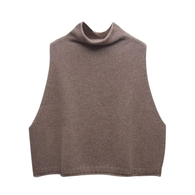 Cashmere Vest for Women, High Neck Pullover, Casual Knit Top, Sleeveless Jacket, Plus Size Waistcoat, Autumn and Winter