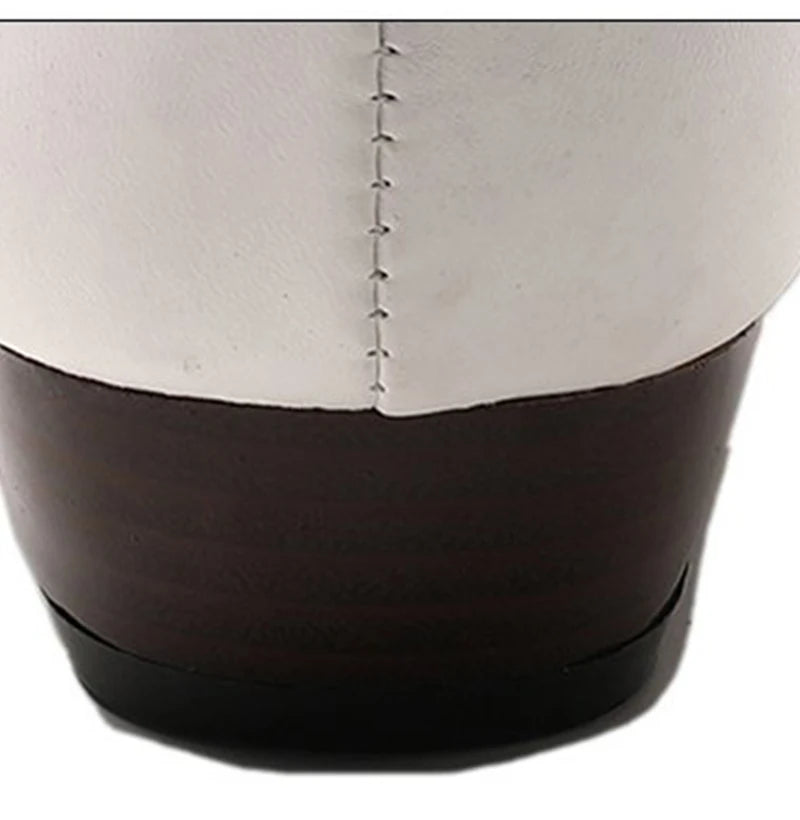 Shoes For Women 2022 Spring Knee High Boots Red Black White Tall Boots Woman Pleated Low Heel Casual Leather Female Long Shoes