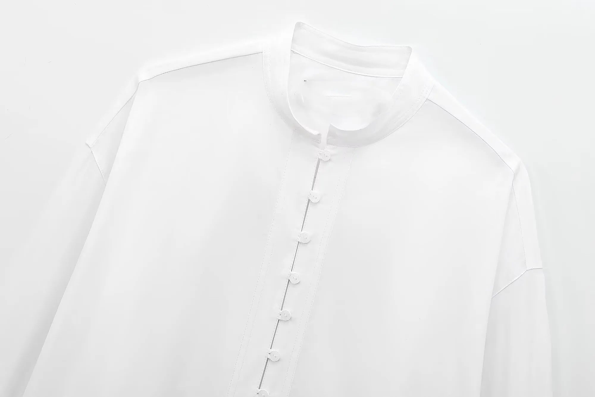 ZATRHMBM Autumn Women's Shirt Top 2024 New Fashion Collar Single-breasted Long-sleeved White Shirt Blouse Short Women's Clothes