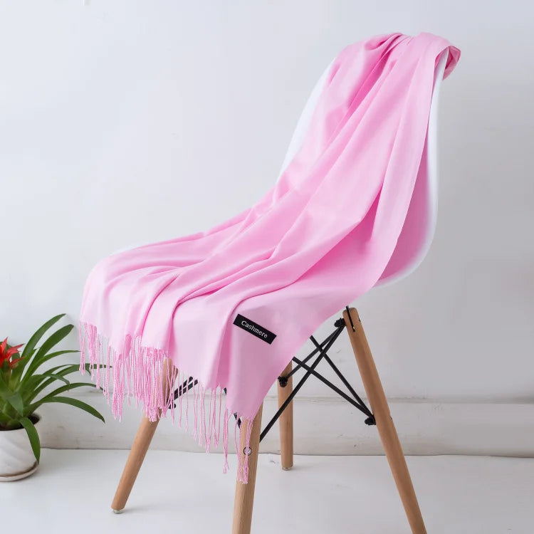 2023 New Women Scarf Thin Shawls Solid Color Women Scarf Winter Hijabs Tassels Long Cashmere Pashmina Hijabs Scarves Wraps