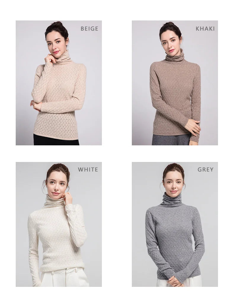 SuyaDream Women Pullover 100%Cashmere Sweater For Women Computer Knits 2020 Fall Winter Turtleneck Sweaters Bottoming Knitwear