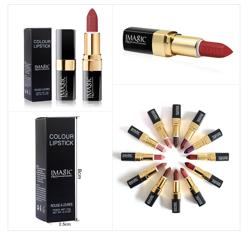 IMAGIC Lipstick Moisturizer Lips Smooth Lip Stick Long Lasting Charming Lip Lipstick Cosmetic Beauty Makeup 12 Colors