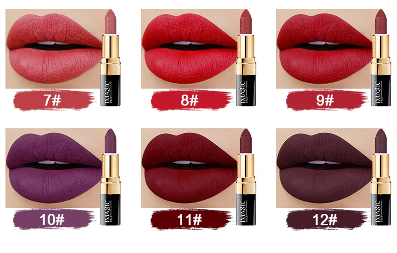 IMAGIC Lipstick Moisturizer Lips Smooth Lip Stick Long Lasting Charming Lip Lipstick Cosmetic Beauty Makeup 12 Colors