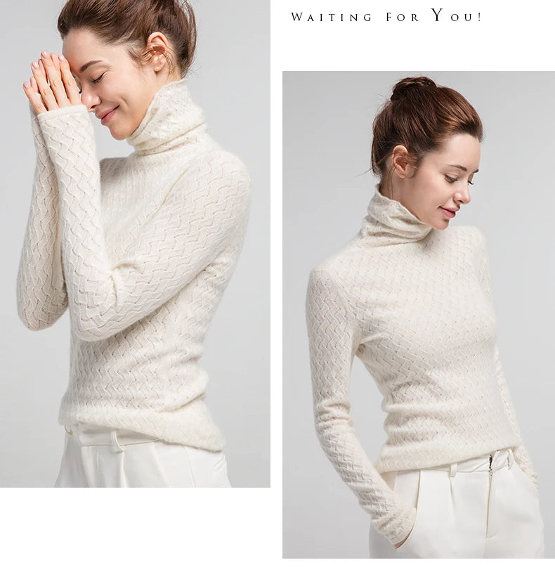 SuyaDream Women Pullover 100%Cashmere Sweater For Women Computer Knits 2020 Fall Winter Turtleneck Sweaters Bottoming Knitwear