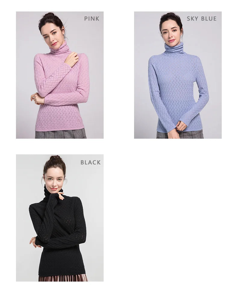 SuyaDream Women Pullover 100%Cashmere Sweater For Women Computer Knits 2020 Fall Winter Turtleneck Sweaters Bottoming Knitwear