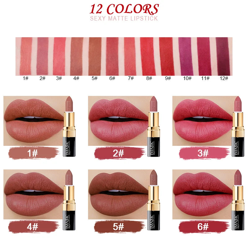 IMAGIC Lipstick Moisturizer Lips Smooth Lip Stick Long Lasting Charming Lip Lipstick Cosmetic Beauty Makeup 12 Colors