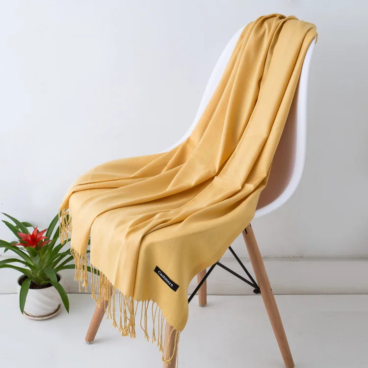 2023 New Women Scarf Thin Shawls Solid Color Women Scarf Winter Hijabs Tassels Long Cashmere Pashmina Hijabs Scarves Wraps