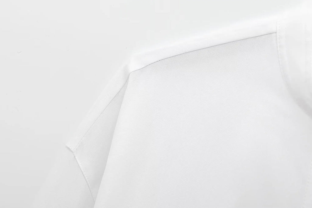 ZATRHMBM Autumn Women's Shirt Top 2024 New Fashion Collar Single-breasted Long-sleeved White Shirt Blouse Short Women's Clothes