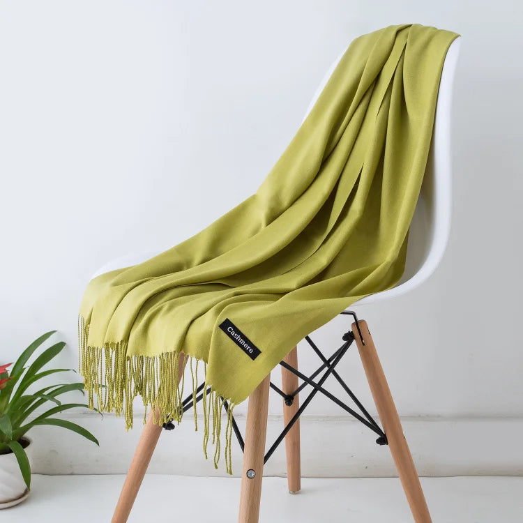 2023 New Women Scarf Thin Shawls Solid Color Women Scarf Winter Hijabs Tassels Long Cashmere Pashmina Hijabs Scarves Wraps