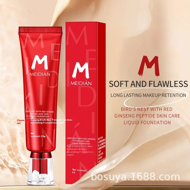 Cross-Border Exclusive Red Ginseng Bird's Nest Polypeptide Rejuvenation Foundation Waterproof Natural Concealer Charm Point