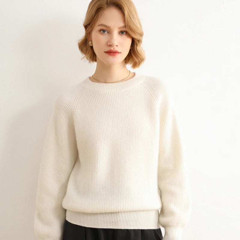 2022 New Style Autumn Winter 100 Pure Cashmere Women Sweaters O-neck Solid Casual Thick Pullovers Free Size