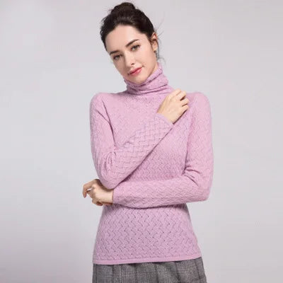 SuyaDream Women Pullover 100%Cashmere Sweater For Women Computer Knits 2020 Fall Winter Turtleneck Sweaters Bottoming Knitwear