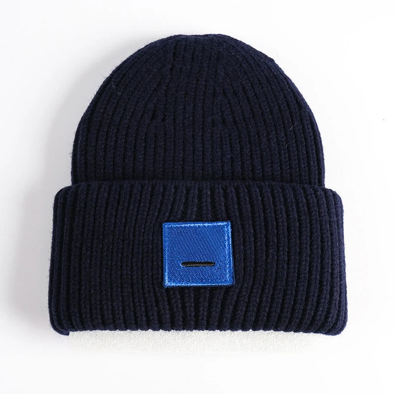 2025 New Winter Hats For Women Wool Blended Knit Wool Smiling Face Couple Cap Lady Thread Knitted Beanie Chapeau Warm Bonnet