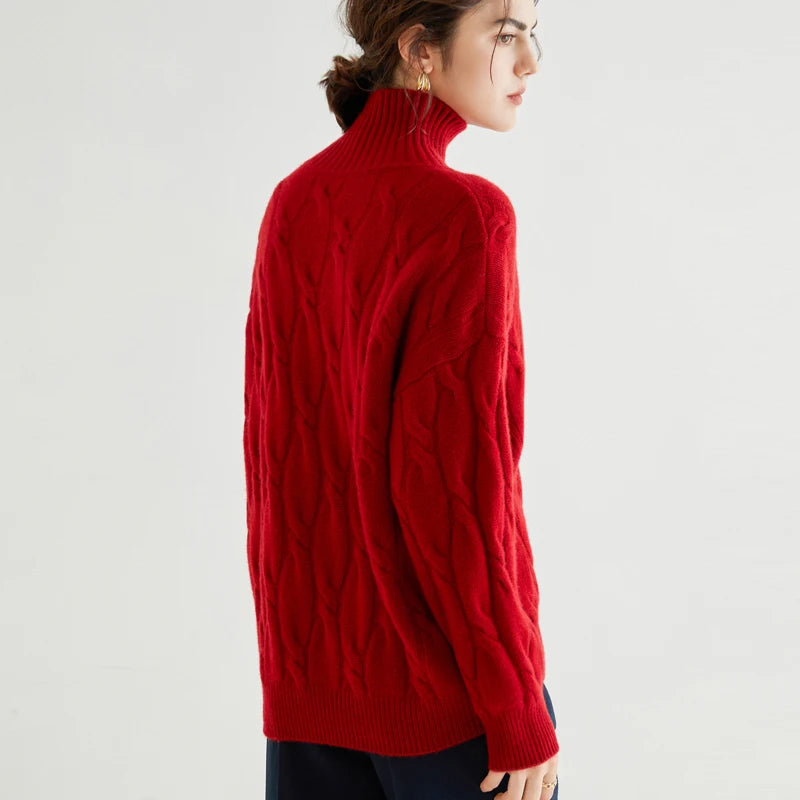 2022 New Style Autumn Winter 100 Pure Cashmere Women Sweaters Pullovers Solid Casual Thick