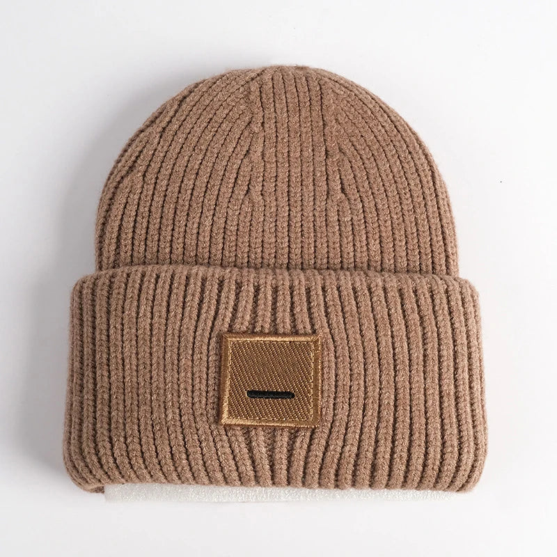 2025 New Winter Hats For Women Wool Blended Knit Wool Smiling Face Couple Cap Lady Thread Knitted Beanie Chapeau Warm Bonnet