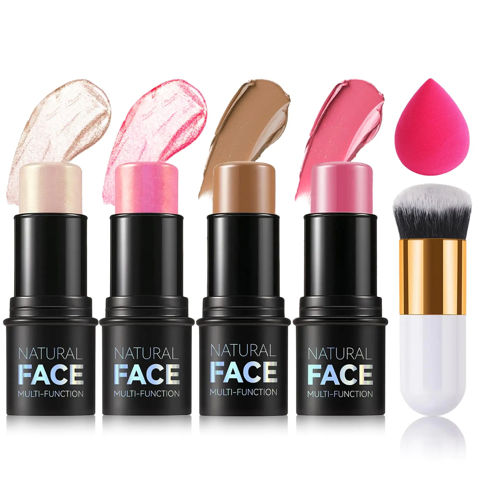 DAMUSI 6PCS Highlighter and Contour SticksShades with Highlighter StickCream Bronzer StickCream Blush Stick for Sculpt the CheeksLightweight Contour Makeup Kit for Beginners - Set B