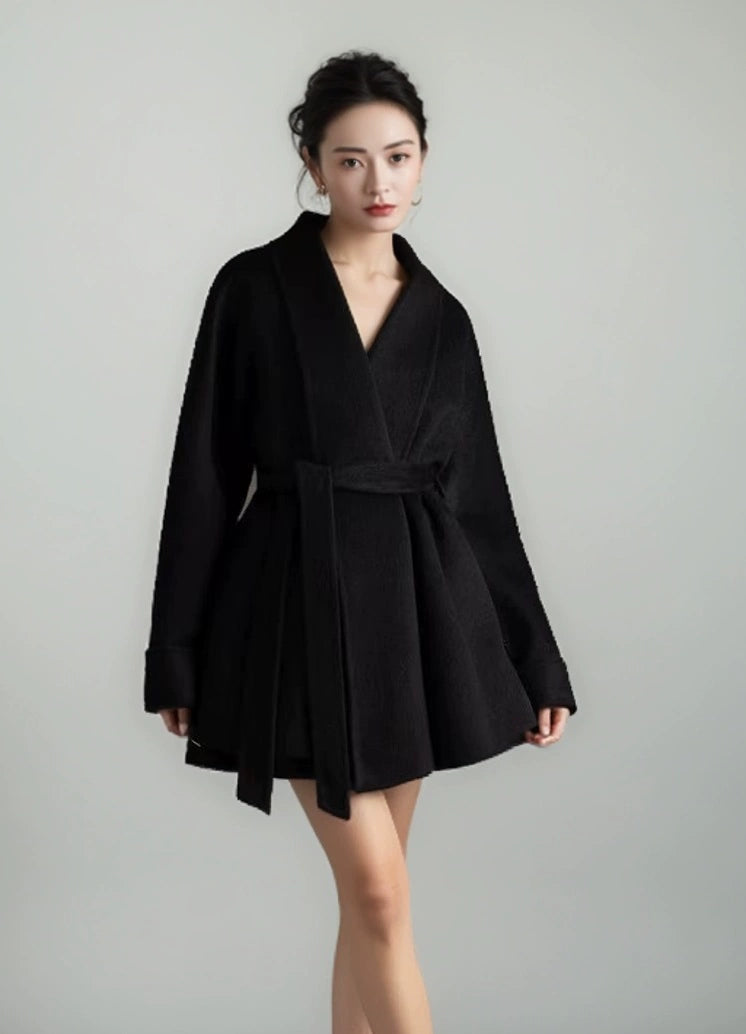 Women's Short Rose-red Double-sided Cashmere Coat | High-end (Wedding Bridal/New Year "War Robe") Woolen Outerwear
