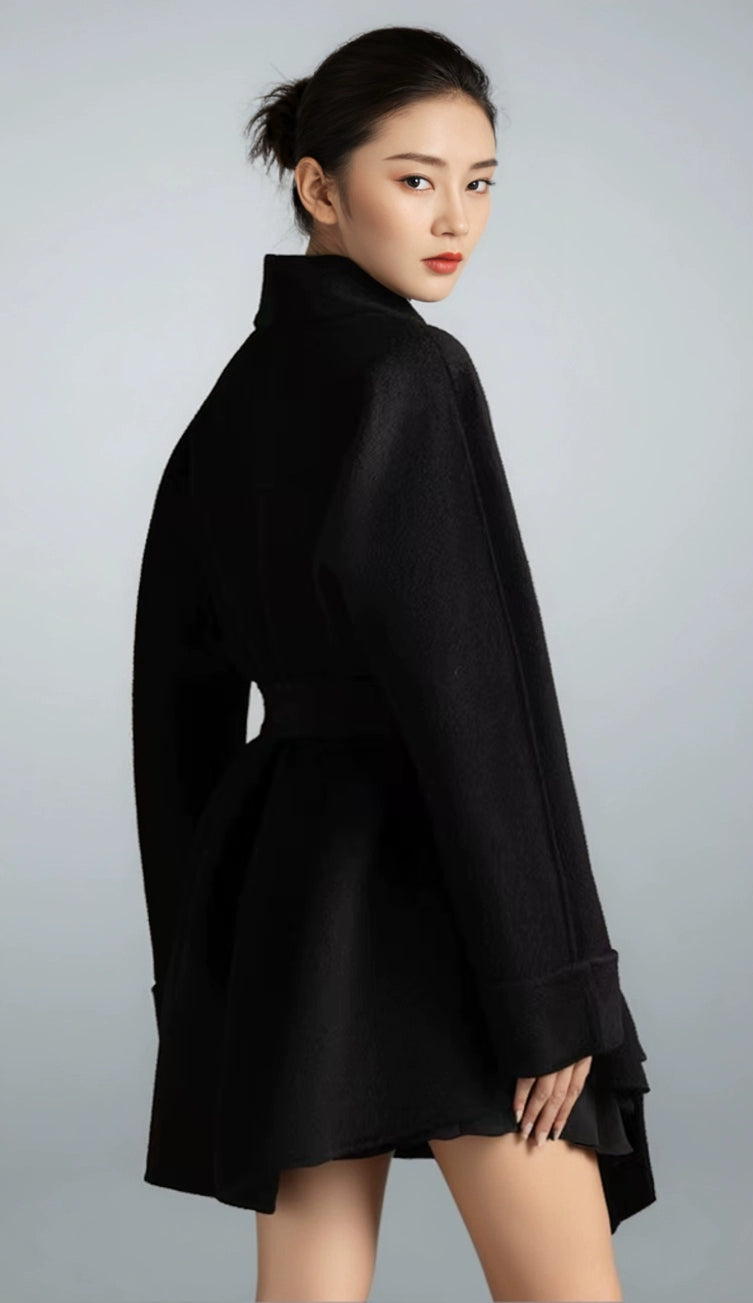 Women's Short Rose-red Double-sided Cashmere Coat | High-end (Wedding Bridal/New Year "War Robe") Woolen Outerwear