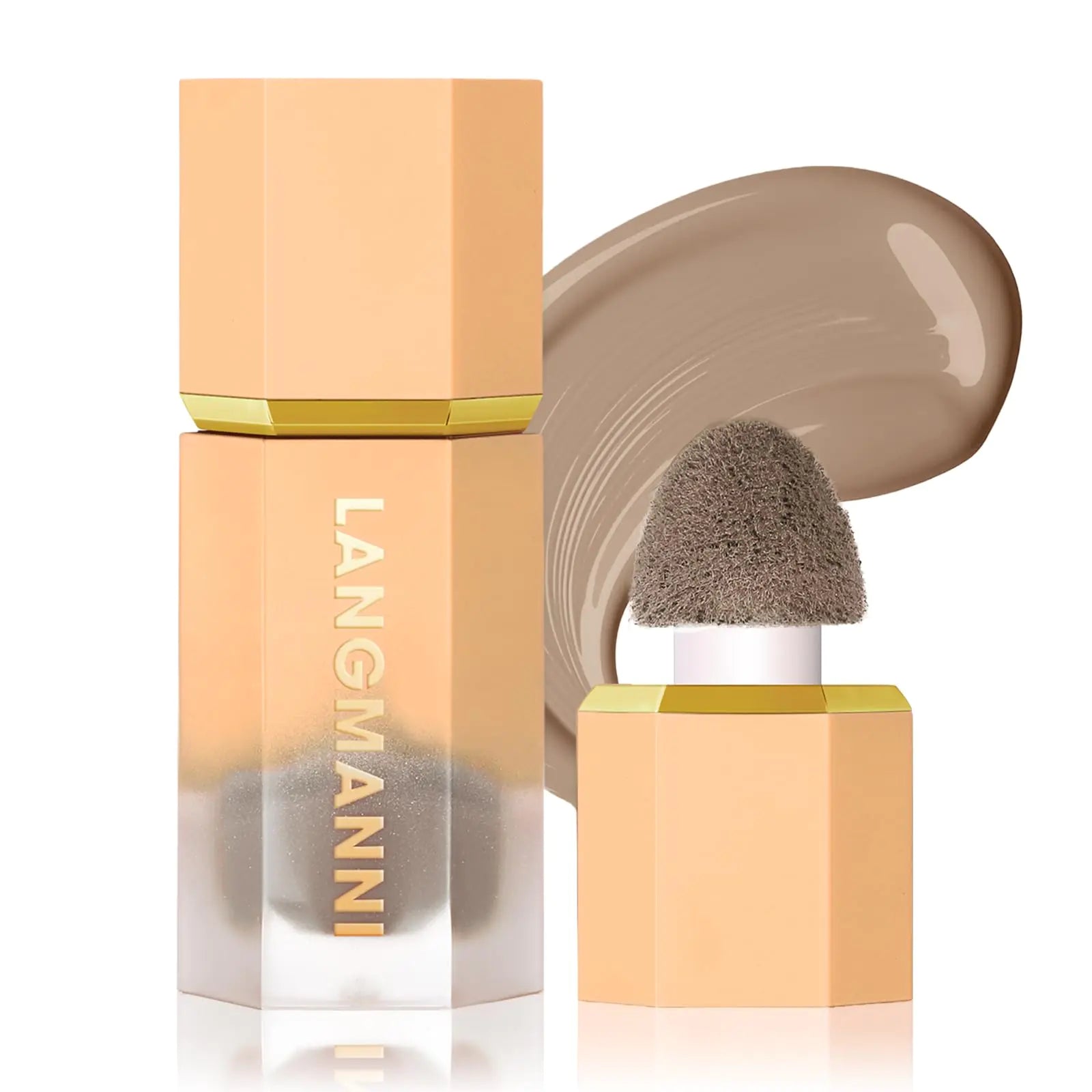 BEFIVECOK Liquid Contour Stick Makeup - Cream Face Contour Wand with Cushion Applicator Natural Matte Long Lasting Creamy Bronzer Contour Lightweight Silky Blendable (#02 SOFT TAN)