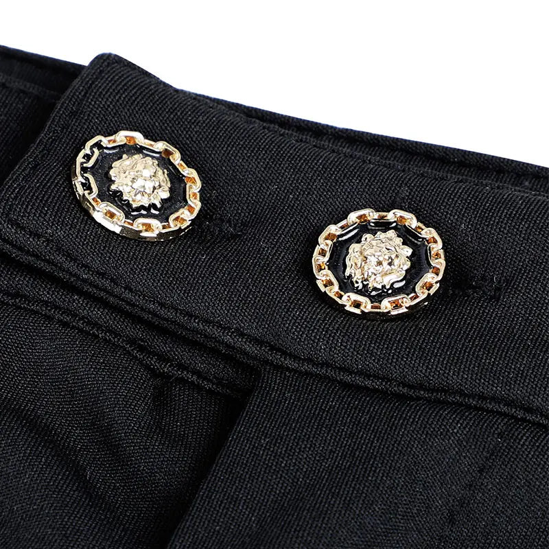 Women Trousers Summer Streetwear Fashion Pockets Button Black Sexy Trousers Casual Slim Elegant Female Versatile Pants Clothing