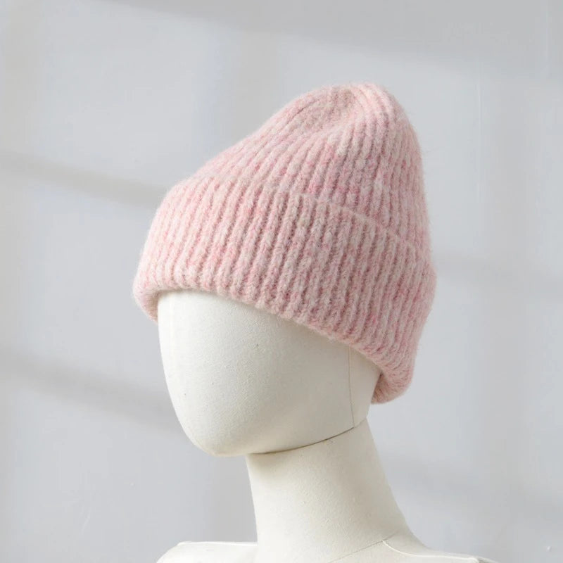 2025 Wool Warm Winter Hat for Woman Big Head Soft Beanies Female Thick Knitted Cashmere Hat Unisex Skiing Ski Outdoor Cap