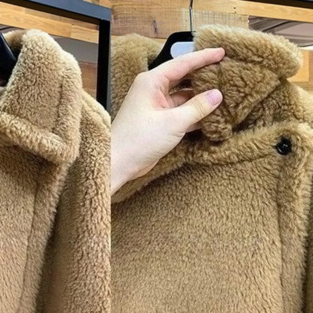 Reality Fur Coat Wool Cloak Fashion Sheep Wool Jacket Winter Real Fur Woolen Women Fashion Teddy Lady Streetwear Warm Overcoat