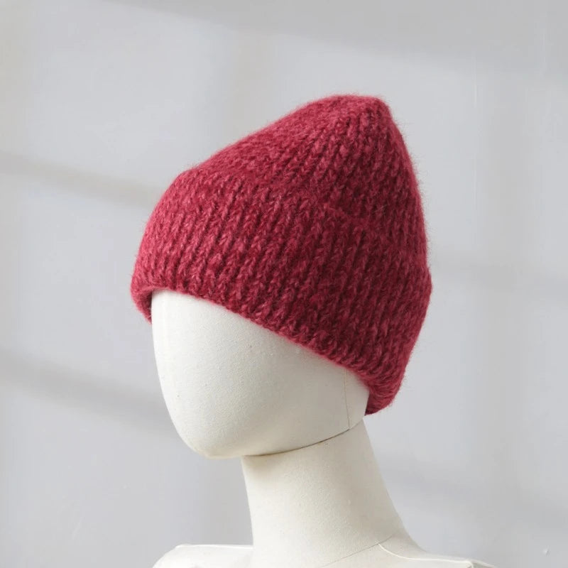 2025 Wool Warm Winter Hat for Woman Big Head Soft Beanies Female Thick Knitted Cashmere Hat Unisex Skiing Ski Outdoor Cap