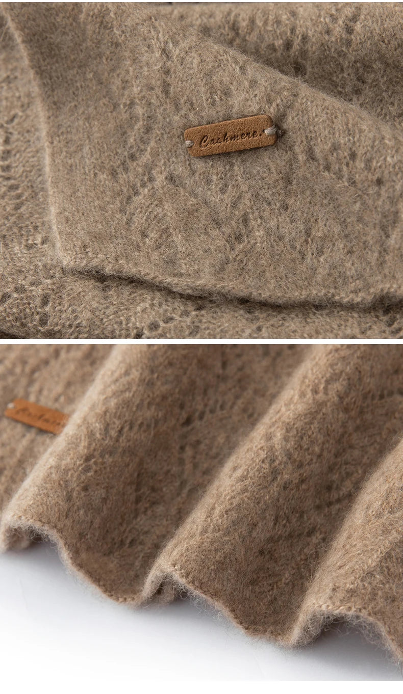 Women 100% Pure Cashmere Knit Scarf Patterned Winter Warm Soft Cozy Fashion Casual Neck Warmer Cold Weather Accessory