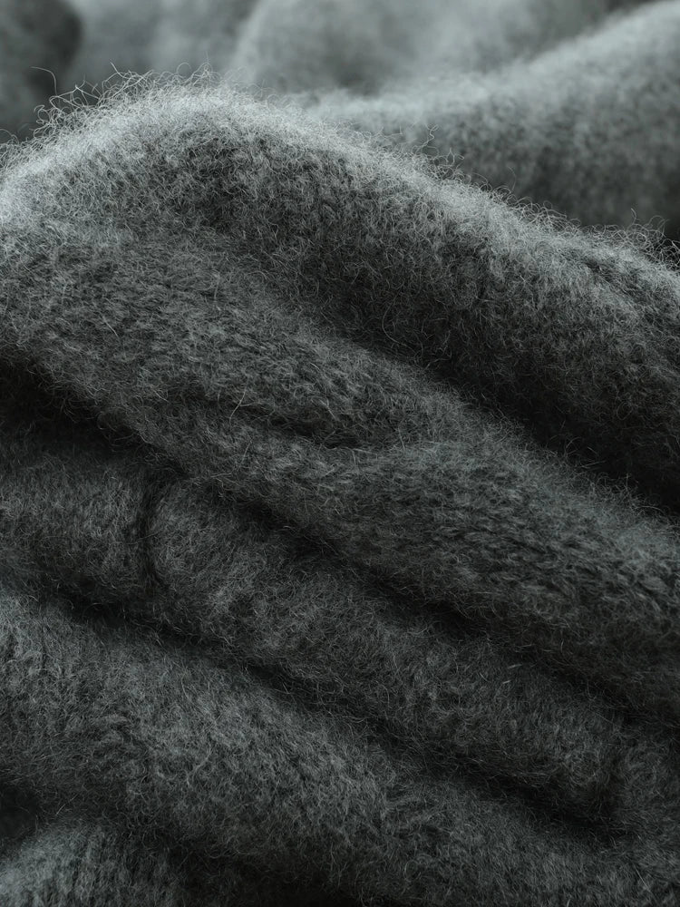 Luxury Women 100% Cashmere Sweater O-neck Cardigan Cable Knitting Thick Sweater Coat Autumn Winter Heavyweight Cashmere Clothes