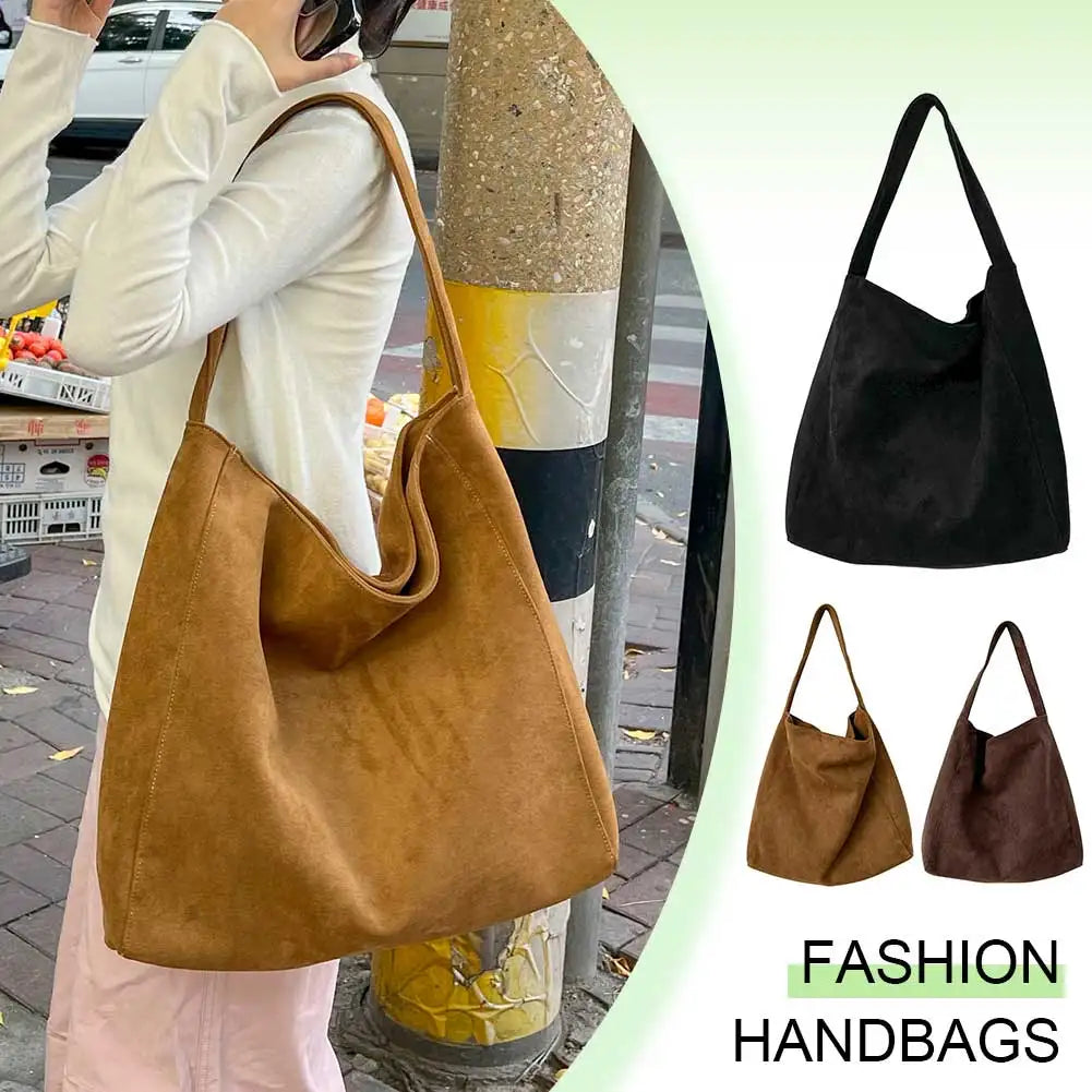 Women Underarm Bag Fashion Tweed Fabric Large Capacity Shoulder Bag Casual Handbag for Daily Office Use Solid Color Handbag