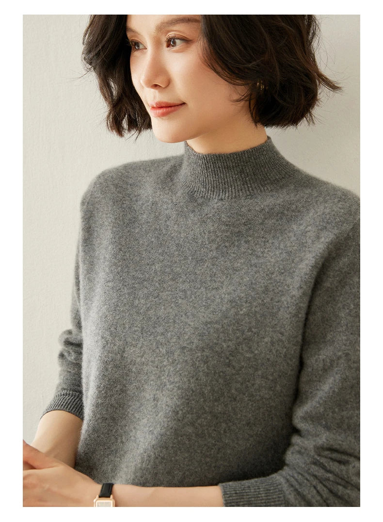 Women's Cashmere Sweater,  Cashmere Blend, Turtleneck Sweater, Knitted, Slim Fit, Basic Style, New Autumn and Winter 2024