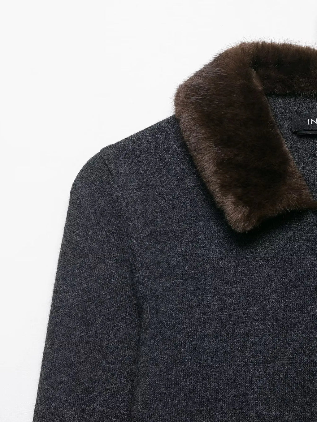 Women's Knitted Coat Autumn Winter Dark Gray Long Sleeve Female Faux Fur Effect Knitted Cardigan Coat Casual Fashion Versatile