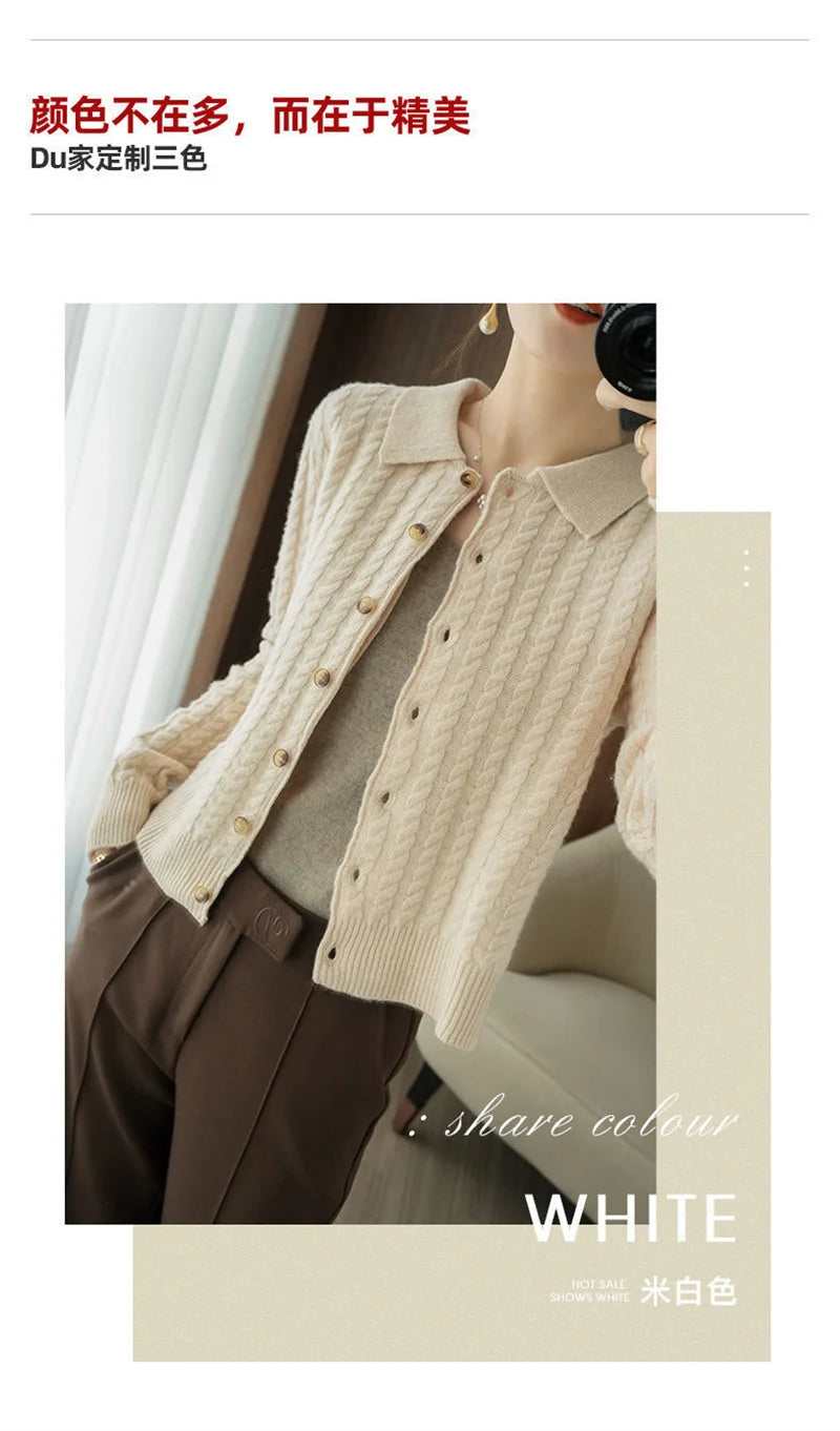 Cashmere Sweater For Women Autumn And Winter New Knitted Cardigan For Women Loose Fitting Woolen Sweater Lapel Jacket Camel XXXL