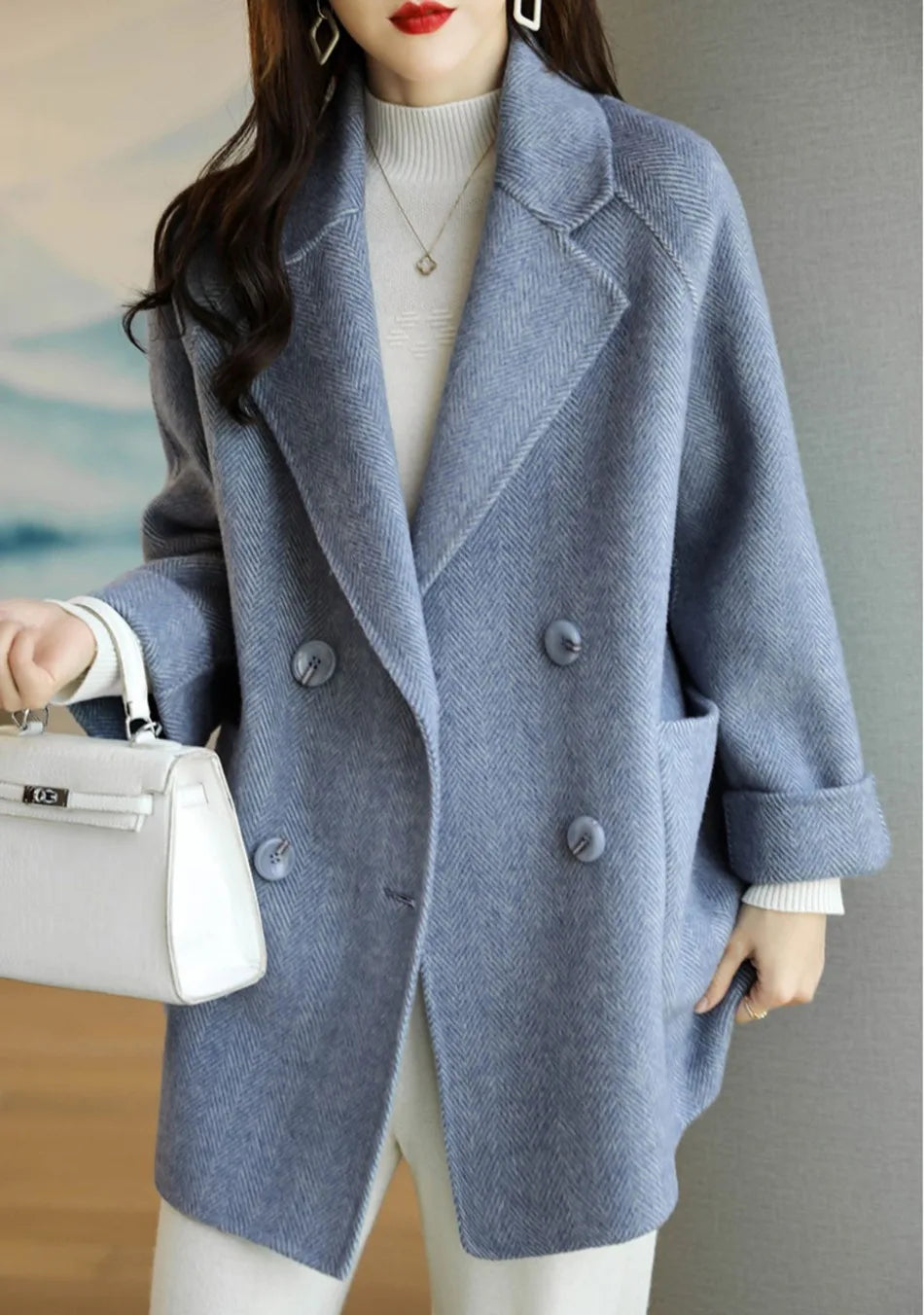 Wool Coat Elegance Coats and Jackets Women New In Autumn Winter Jacket Women Korean Style Long Sleeve Office Lady Trench Coat
